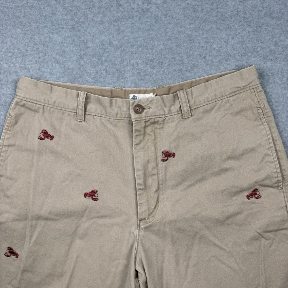 J Crew Shorts Mens 36 Lobster Embroidered Pattern Beige Khaki Vintage 90s y2k
